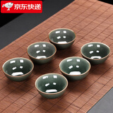 祥业汝窑茶杯主人杯单杯家用陶瓷茶盏功夫茶具喝茶品茗杯子冰裂纹茶碗 哥窑品茗杯-六杯