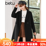 betu百图女装2022冬季新款毛呢外套时尚翻领羊绒大衣女羊毛双面呢外套毛呢大衣女2210T17 黑色 L