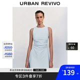 UR2025春季新款女摩登气质褶皱收腰显瘦无袖连衣裙UYY750030 淡蓝 M