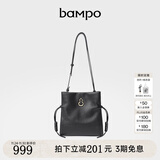 半坡饰族（bampo）女包新款结瑞包小包单肩斜挎包轻盈便捷牛皮真皮女时尚包包 墨碳黑 小包