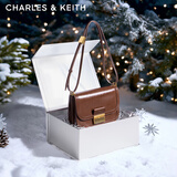 CHARLES&KEITH复古锁扣豆腐包单肩斜挎包包女包生日礼物CK2-80781400 Dark Brown深棕色CK2-80782444 S/M