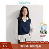 茵曼（INMAN）针织马甲女老钱风V领薄冬季学院风内搭毛衣 宝蓝色 M