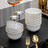 陶相惠骨瓷米饭碗10只套装家用4.5英寸吃饭碗餐具汤碗可微波炉陶瓷饭碗