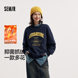森马（Semir）[商场同款]女oversize发热抗菌2024冬季绣花抓绒上衣101724116004