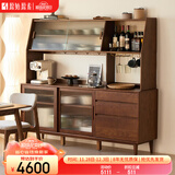 原始原素实木餐边柜橡木收纳柜餐边柜一体靠墙柜黑胡桃色1.8m上下节 F8142