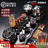 鸿冠整套紫砂陶瓷功夫茶具套装茶盘带烧水壶一体木制茶台茶海茶道家用 13款：分体坐佛+西施紫砂