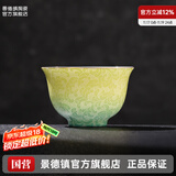 景德镇陶瓷手工扒花主人杯家用渐变功夫茶杯泡茶壶盖碗套装高颜值送礼物 扒花单杯-碧翠流金70ml1只