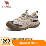 骆驼（CAMEL）踏山男士户外登山复古网面休闲低帮徒步鞋 G14S342046 杏色 42