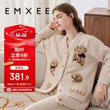 嫚熙（EMXEE）秋冬季孕妇半边绒月子服保暖加厚加绒产妇哺乳睡衣产后家居服 M码