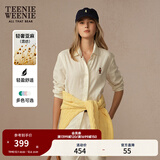Teenie Weenie小熊女装亚麻衬衫2025年夏季新款气质通勤薄外套上衣 象牙白 S