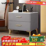 罗森（LUOSEN）床头柜卧室现代简约岩板轻奢烤漆床边柜小户型置物收纳柜浅灰45cm