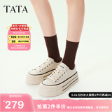 他她（TATA）经典厚底帆布鞋女鞋子休闲板鞋小白鞋春新款WP801AM5 米白 37