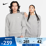 耐克（NIKE）春夏男子休闲潮流时尚宽松套头衫加绒保暖圆领上衣灰色运动卫衣 BV2663-063 M