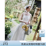 范思蓝恩腰精裙系列 白色无袖吊带连衣裙女夏法式领证小白裙2048 象牙白 L