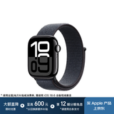 Apple/苹果 Watch Series 10 智能手表蜂窝款42毫米亮黑色铝金属表壳浓墨色回环式运动表带MWXP3CH/B