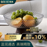 拜杰水果盘零食盘家用果盘客厅干果盘托盘坚果盘高脚沥水透明黑果盘