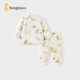 童泰（TONGTAI）宝宝套装秋冬纯棉夹棉婴儿衣服内衣男女童加厚上衣裤子棕色73cm