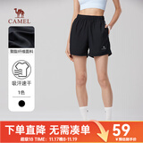 骆驼速干短袖T恤男士透气宽松休闲运动户外跑步青年夏季bj 112黑色 女款 2XL
