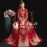 枝己（ZEIMSSMM）秀禾服新娘2025新款中式婚纱结婚礼服古装旗袍龙凤褂 803双袖加钻款 3XL