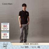 Calvin KleinJeans夏季男士商务休闲通勤ck翻领字母印花透气短袖T恤POLO衫 BEH-黑色 S （建议110-130斤）