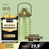 希乐tritan水杯男女大容量运动健身户外水壶带吸管杯子塑料杯1.5L青色