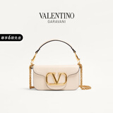 华伦天奴VALENTINO女士 LOCO 小号牛皮革手袋链条包 清澈白 均码