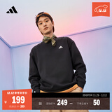 adidas情侣款宽松抓绒圆领长袖卫衣套头衫男女秋季阿迪达斯轻运动 黑色/白   3XL