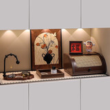 赟娅中古风小新玄关装饰品摆件放钥匙收纳进门口法式复古鞋柜软装摆画 复古藤编收纳盒-棕色