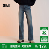 森马（Semir）森柔牛仔|牛仔裤女抓毛宽松阔腿裤冬季女士做旧长裤103724124001A