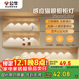 公牛（BULL）感应猫眼橱柜灯磁吸充电山丘光效展柜玄关氛围小夜灯 银26cm三色