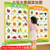 艾杰普（JEPPE）儿童早教水果蔬菜拼音挂图宝宝识字表墙贴玩具男女孩圣诞礼物2张