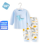 舒贝怡婴儿衣服儿童内衣套装纯棉春秋睡衣宝宝秋衣秋裤分体家居服蓝100