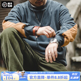 马登工装 美式复古摇粒绒圆领卫衣拼接ins抓绒长袖上衣外套男 烟灰色 XL