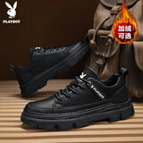 花花公子（PLAYBOY）男鞋2025秋冬季鞋子男士工装鞋潮流休闲鞋低帮马丁鞋靴 黑色 42