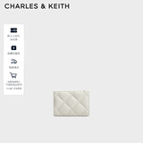 CHARLES&KEITH柔软菱格多卡位短款钱包女生日礼物CK6-50770524-2 White白色 XXS