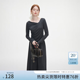 范思蓝恩秋季设计感针织T恤半身裙时尚套装女秋装新款慵懒高腰半身裙女 深灰色（半身裙） S