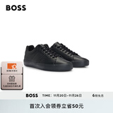 BOSS博斯男士光面和粒面混合人造皮革运动鞋 005-黑色 43