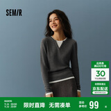 森马（Semir）森马毛衣女短款假两件含羊毛针织衫24冬新款保暖内搭109724107015