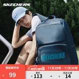 斯凯奇（Skechers）双肩包男女同款书包简约时尚大容量旅行包学生背包 藏青色【经典款-约24.4L大容量】