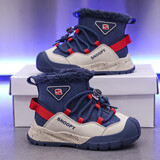 SNOOPY史努比童鞋儿童雪地靴男女童加绒保暖棉靴冬季大棉鞋0500蓝红30