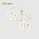 童泰（TONGTAI）宝宝秋衣套装夏季纯棉婴儿内衣儿童睡衣秋裤家居服提花绿色110cm