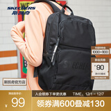 斯凯奇（Skechers）男女同款196家族双肩包电脑包学生经典百搭简约高中书包旅行背包 碳黑/0018 20-30升
