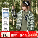 迪士尼童装儿童男童轻薄三防连帽羽绒服2025年秋冬新款短装宝宝外套衣服 绿底字母恐龙【男  25新款】 120 cm