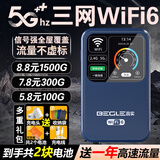 begle【送一年流量】支持三网通5G 4G设备随身wifi6移动无线wi-fi7高速网络车载无限流量路由器2025新款 蓝【5Ghz】多送1块电池+内置32芯+用坏换新
