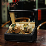德克力时（DrikLux）摇表器全自动机械表上链器家用手表盒转表器送女友送长辈生日礼物 黑色鸵鸟-骆驼色绒-2转盘