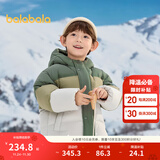 巴拉巴拉童装儿童羽绒服男童冬装撞色连帽外套上衣舒适户外时尚潮 绿色调00444-白鸭绒 120cm （充绒量84g）