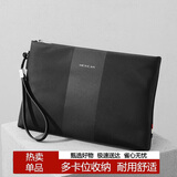 稻草人男士手包织物大容量手拿包多卡位拉链信封包柔软手夹钱包手抓包