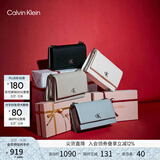 Calvin Klein小众单肩包礼物荔枝纹包包金属搭扣链条翻盖CK女包斜挎包DH2806 UB1-太空黑 OS