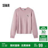 森马（Semir）史努比系列毛衣女冬彩点含羊毛插肩袖绣花圆领套头衫101724107025