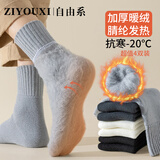 自由系袜子男秋冬季加绒加厚保暖绒袜腈纶发热长筒抗寒-20℃睡眠地板袜